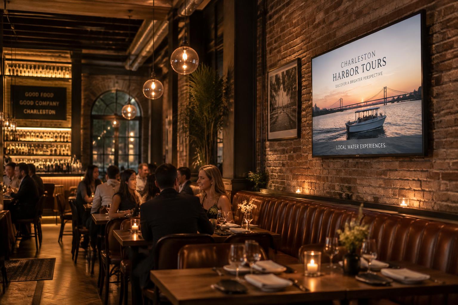 Illustrative digital advertising display in a restaurant environment